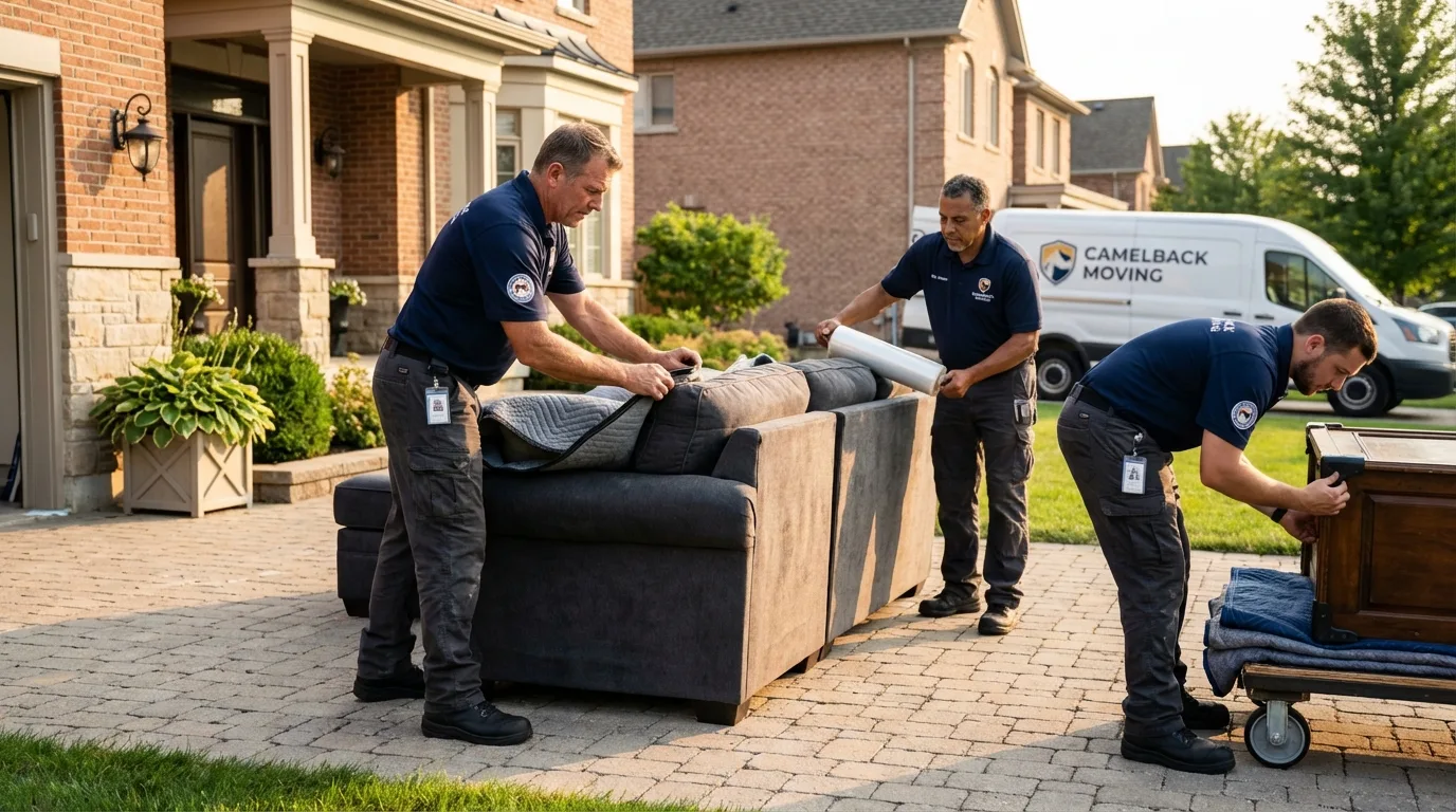 Large estate moving crew wrapping furniture in Eagle Lake, FL