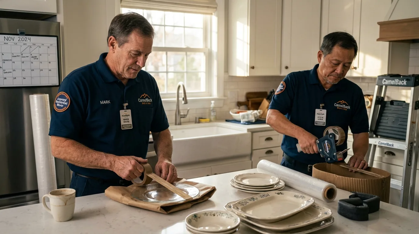 Professional crew packing kitchen dishware in Eagle Lake, FL